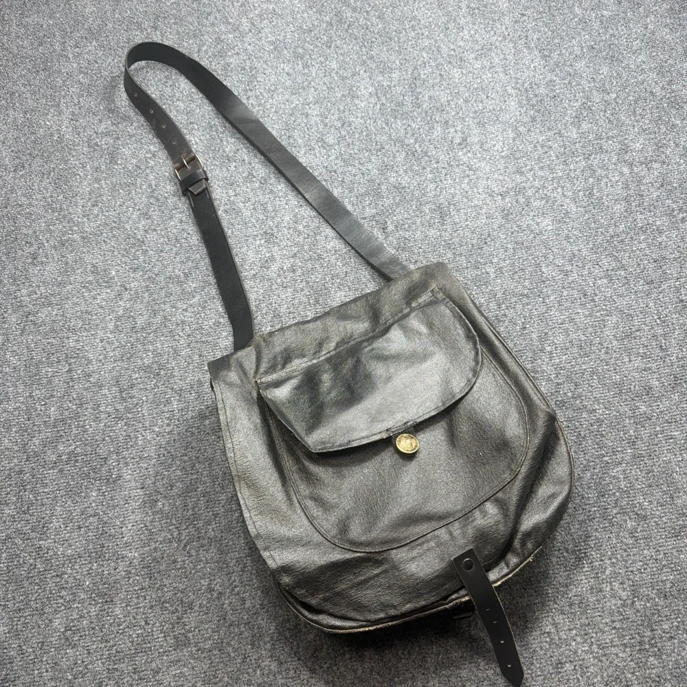 Vintage Waxed Canvas Messenger Bag Field Bag Satchel Black Postal? Military?